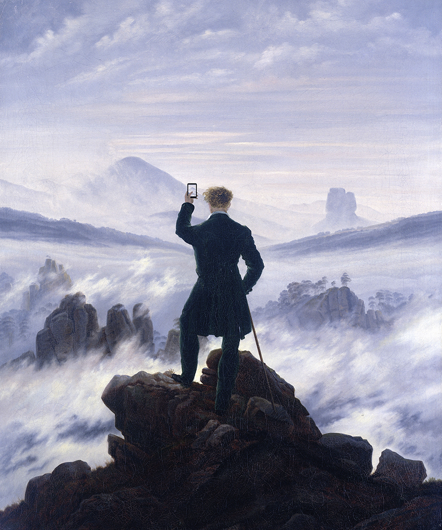 Kim Dong-Kyu, “When You See the Amazing Sight,” after “Wanderer Above the Sea of Fog” by Caspar David Friedrich, 1818 (Nov. 5, 2013) Link