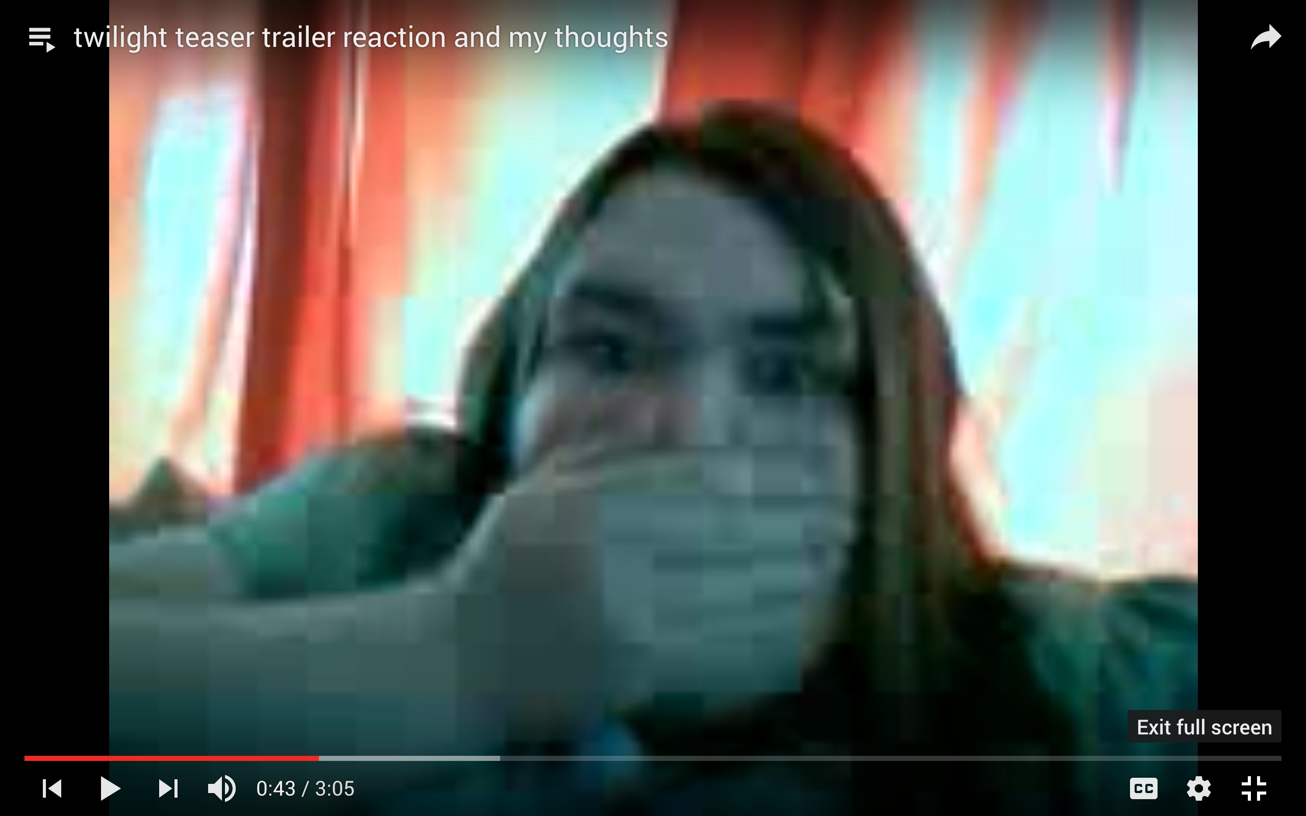 Screen capture of video by Nutty Madam, “twilight teaser trailer reaction and my thoughts” (May 6, 2008) Link