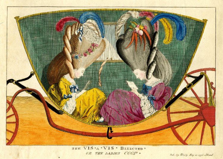 Matthew Darly, “The Vis-à-vis Bisected, or, The Ladies Coop” (1776) Link