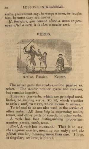 A page of a grammar lesson about verbs