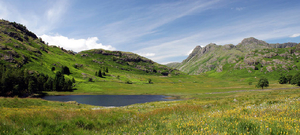Photo: Blea Tarn with Langdale Pikes in background (George Ford, geograph.org.uk).