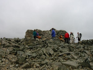 The stones at the summit of Scafell. Photo: Stephen Horncastle, geograph.org.uk.